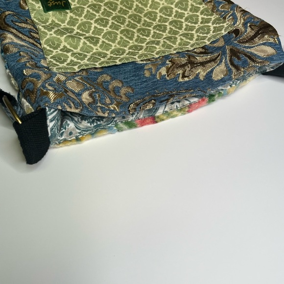 Just Be Blue and Green Crossbody Carpet Bohemian Bag with Geometric Pattern - Picture 12 of 16
